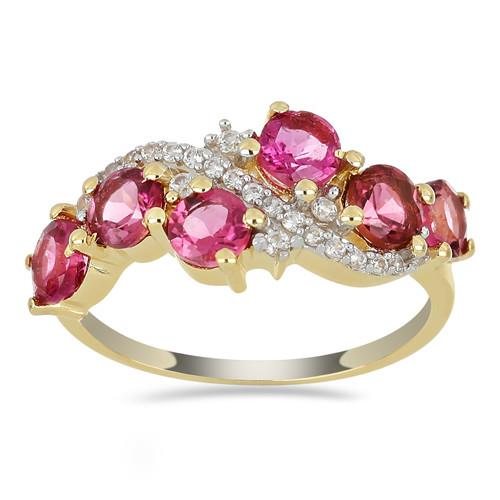BUY 14K GOLD REAL RUBELLITE GEMSTONE STYLISH RING